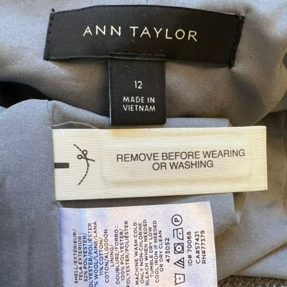 ANN TAYLOR SIZE 12 GRAY WOOL BLEND HUTTON BLAZER - Picture 11 of 11